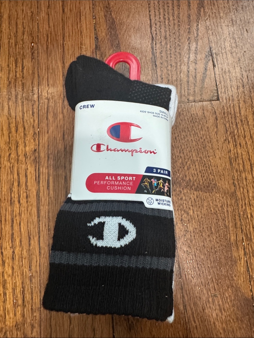 NWT 3 Pack Champion Kids Crew Athletic Socks in Black, White & Gray